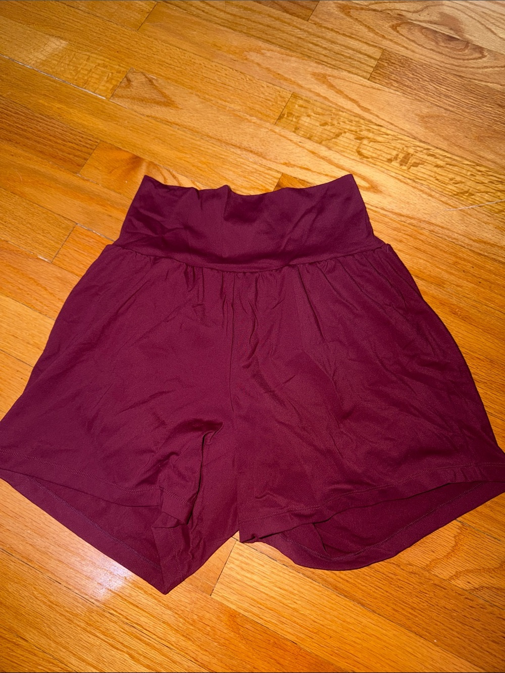 High-Waist Burgundy Halara 5” Double Lined Shorts